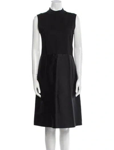 Pre-owned Lafayette 148 Mock Neck Knee-length Dress In Black