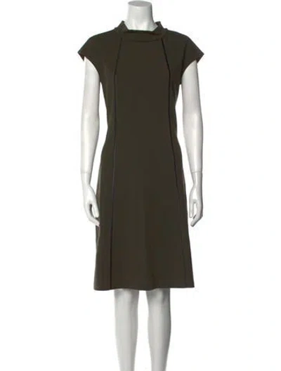 Pre-owned Lafayette 148 Mock Neck Knee-length Dress In Green