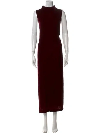 Pre-owned Lafayette 148 Mock Neck Long Dress In Burgundy