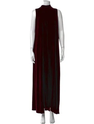 Pre-owned Lafayette 148 Mock Neck Long Dress In Burgundy
