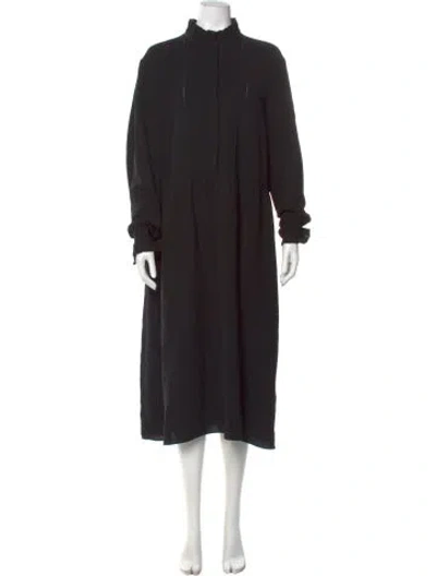 Pre-owned Lafayette 148 Mock Neck Midi Length Dress In Black