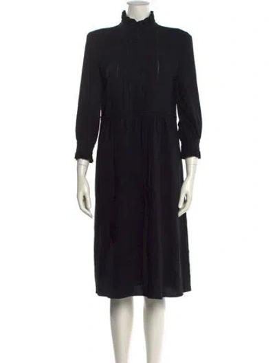 Pre-owned Lafayette 148 Mock Neck Midi Length Dress In Black