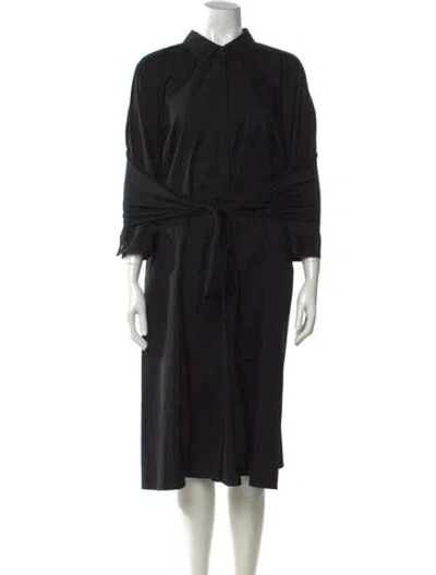 Pre-owned Lafayette 148 Mock Neck Midi Length Dress In Black