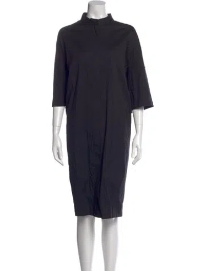 Pre-owned Lafayette 148 Mock Neck Midi Length Dress In Black