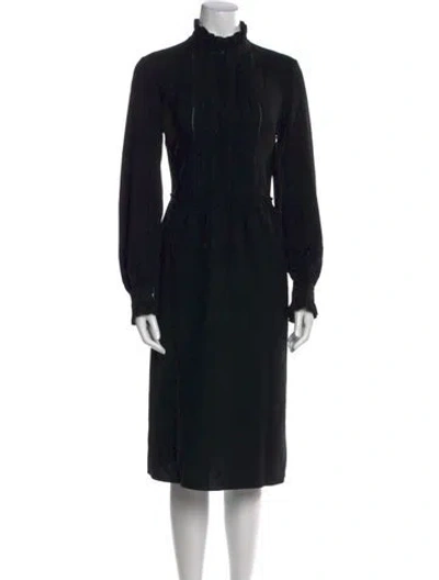 Pre-owned Lafayette 148 Mock Neck Midi Length Dress In Black