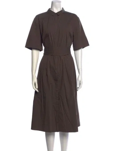 Pre-owned Lafayette 148 Mock Neck Midi Length Dress In Brown