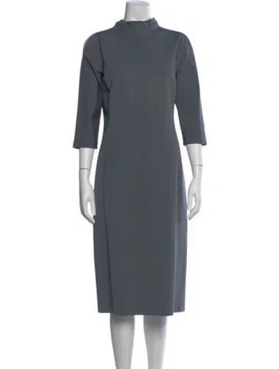 Pre-owned Lafayette 148 Mock Neck Midi Length Dress In Gray