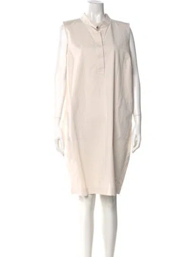 Pre-owned Lafayette 148 Mock Neck Midi Length Dress In Neutral