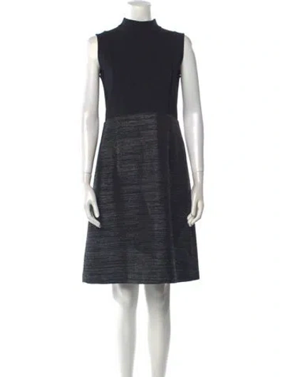 Pre-owned Lafayette 148 Mock Neck Mini Dress In Blue