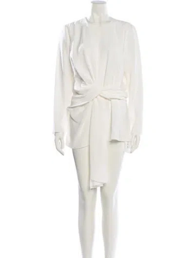 Pre-owned Lafayette 148 Mock Neck Mini Dress In White