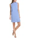 Lafayette 148 New York Mock Neck Shift Dress In Blue