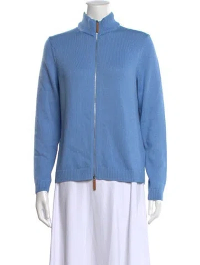 Pre-owned Lafayette 148 Mock Neck Sweater In Blue