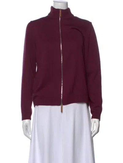 Pre-owned Lafayette 148 Mock Neck Sweater In Burgundy