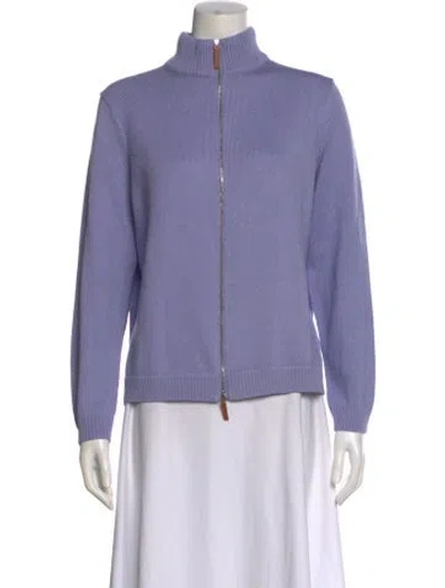 Pre-owned Lafayette 148 Mock Neck Sweater In Purple