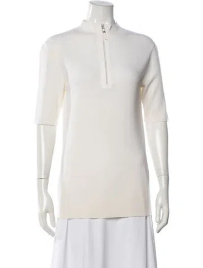 Pre-owned Lafayette 148 Mock Neck Sweater In White