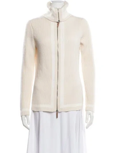 Pre-owned Lafayette 148 Mock Neck Sweater In White