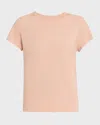 Lafayette 148 Modern Short-sleeve Cotton Jersey Tee In Blush Peach