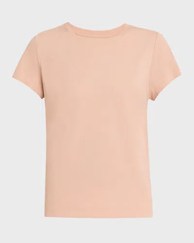 Lafayette 148 Modern Short-sleeve Cotton Jersey Tee In Blush Peach