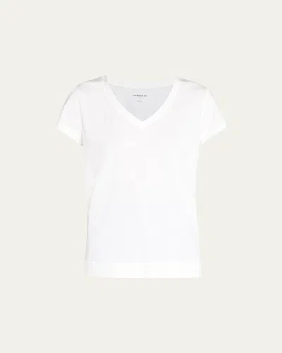 Lafayette 148 Modern V-neck Short-sleeve Cotton Jersey Tee In White