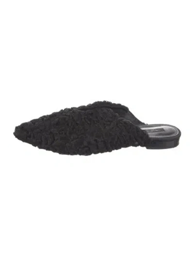 Pre-owned Lafayette 148 Mongolian Lamb Mules In Black