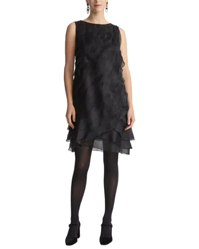 Lafayette 148 New York Multi Layered Silk A-line Dress In Black