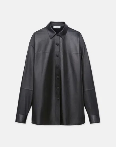 Lafayette 148 Nappa Lambskin Leather Shirt Jacket In Black