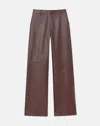 Lafayette 148 Nappa Lambskin Leather Sullivan Pant In Brown