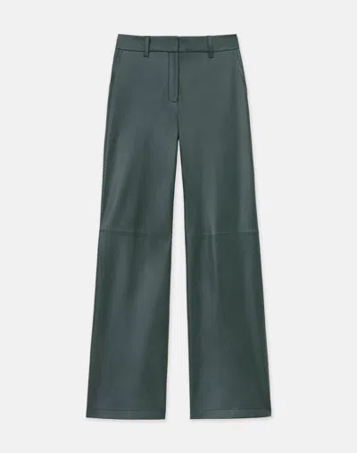 Lafayette 148 Nappa Lambskin Leather Sullivan Pant In Deep Malachite