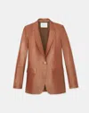 Lafayette 148 Nappa Leather Blazer In Copper