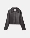 Lafayette 148 Nappa Leather Detachable Collar Jacket In Black