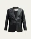 Lafayette 148 Nappa Leather Flap Pocket Single-button Blazer In Black