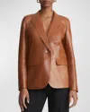 Lafayette 148 Nappa Leather Blazer In Copper