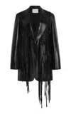 Lafayette 148 Nappa Leather Macrame Blazer In Black