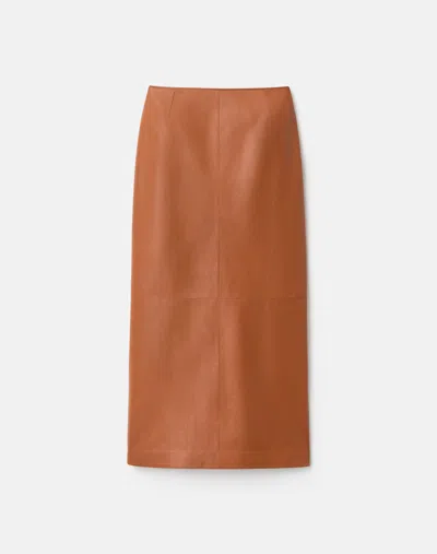 Lafayette 148 Nappa Leather Midi Pencil Skirt In Brown