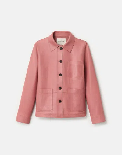 Lafayette 148 Nappa Leather Patch Pocket Jacket In Red