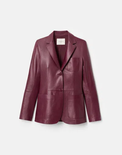 Lafayette 148 Nappa Leather Pocket Fitted Blazer In Violet Ash
