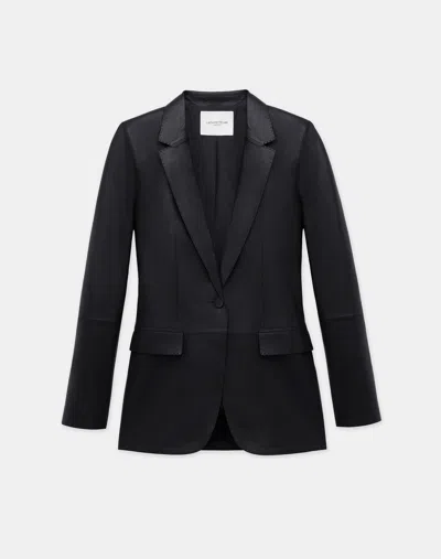 Lafayette 148 Nappa Leather Single Button Blazer In Black