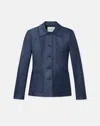 Lafayette 148 Nappa Leather Tailored Chore Jacket In Midnight Blue