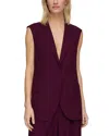 Lafayette 148 Neapolitan Pick Stitch Lightweight Wool Vest In Violet Ash