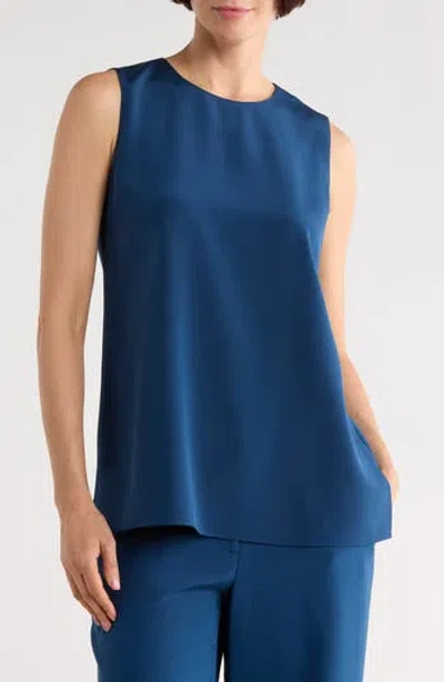 Lafayette 148 New York Sleeveless Adela Silk-blend Blouse In Blue