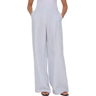 Lafayette 148 New York Astor Pleated Organic Linen Wide Leg Pants In White