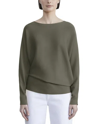 Lafayette 148 New York Asymmetric Dolman Silk-blend Sweater In Green