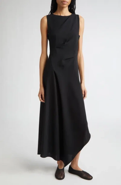 Lafayette 148 New York Asymmetric Finesse Crepe Dress In Black