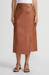 Lafayette 148 Nappa Lambskin Leather Asymmetric Panel Skirt In Copper