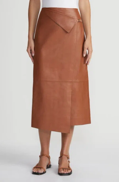 LAFAYETTE 148 LAFAYETTE 148 NEW YORK ASYMMETRIC PANEL LEATHER MIDI SKIRT