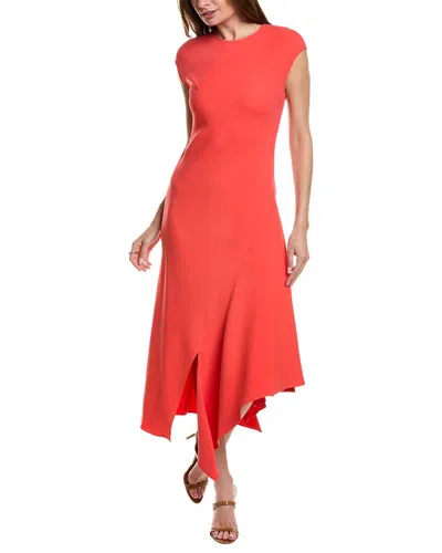 Lafayette 148 New York Asymmetric Silk-blend Dress In Red
