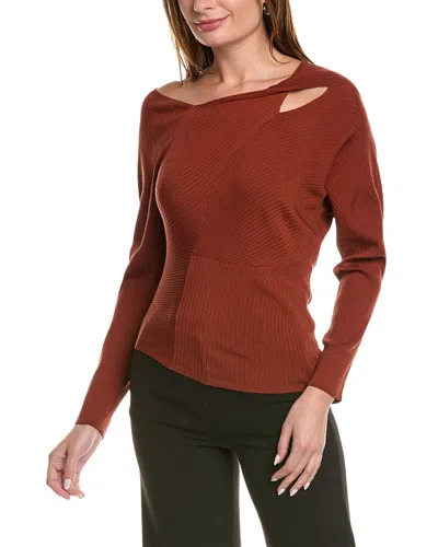 Lafayette 148 New York Asymmetric Sunburst Silk-blend Sweater In Brown