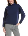 Lafayette 148 New York Ballet Studio Mock Neck Wool-blend Sweatshirt In Blue