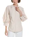 Lafayette 148 New York Balloon Sleeve Slim Blouse In Neutral