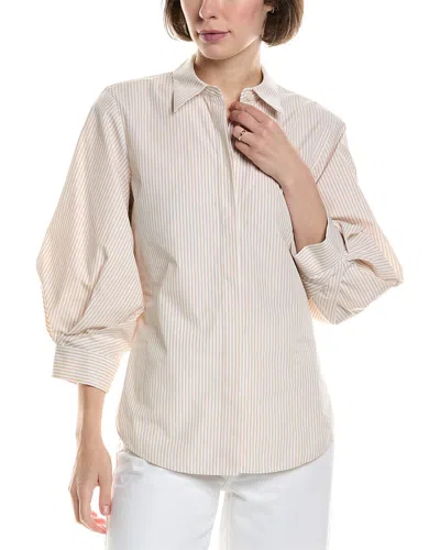 Lafayette 148 New York Balloon Sleeve Slim Blouse In Neutral
